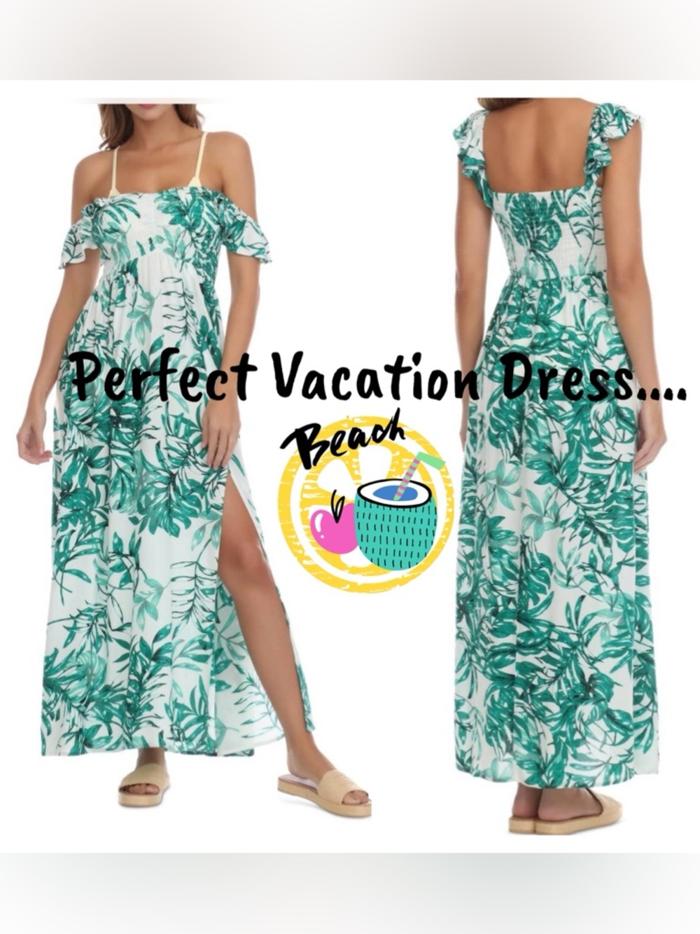 Raviya Women's‎ Printed Smocked Off-The-Shoulder Swim Cover-Up
Dress